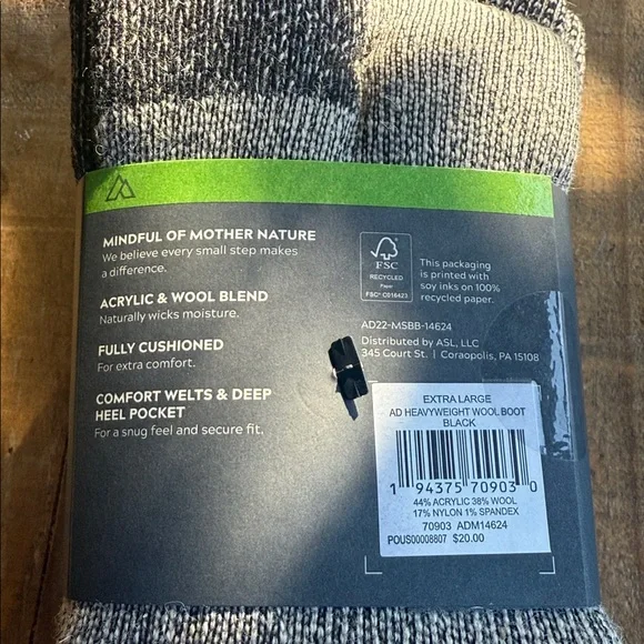 Alpine Design Men's Black and Gray Athletic Socks 2 pack - Picture 4 of 4